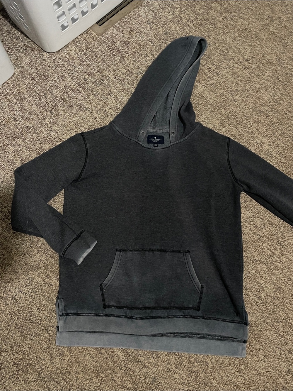 American Eagle Outfitters Charcoal Hooded Pullover faded vintage coloring